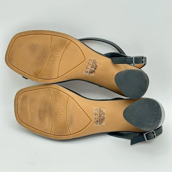 Franco Santo Sz 8.5M A-Rache Toe Loop Black Strappy Women's Sandals Leather - Picture 6 of 9